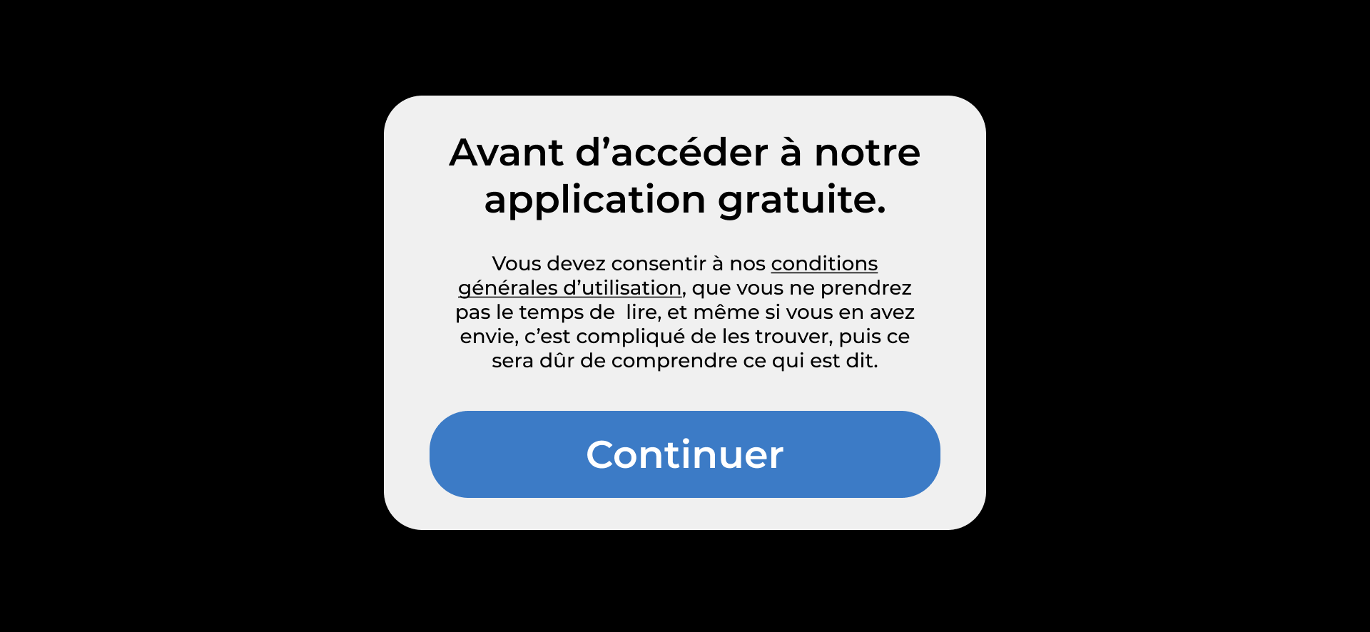 Un exemple de dark pattern, on ne comprend pas qu’on s’engage à quoi que ce soit.